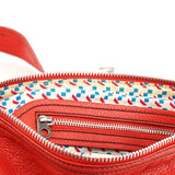 Red Leather Multi-Pocket Crossbody Bag