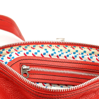 Red Leather Multi-Pocket Crossbody Bag