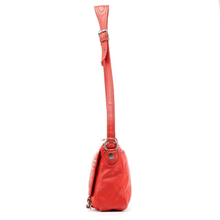 Red Leather Multi-Pocket Crossbody Bag