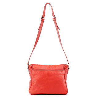 Red Leather Multi-Pocket Crossbody Bag