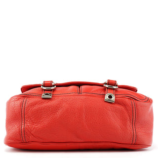 Red Leather Multi-Pocket Crossbody Bag