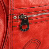 Red Leather Multi-Pocket Crossbody Bag