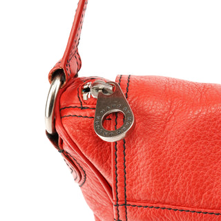 Red Leather Multi-Pocket Crossbody Bag