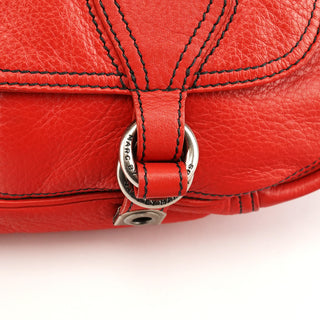 Red Leather Multi-Pocket Crossbody Bag