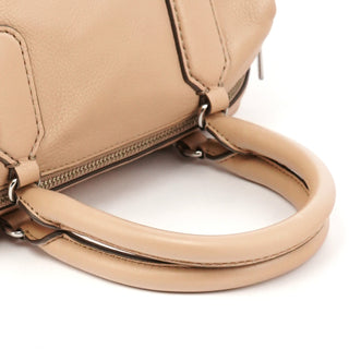 Beige Leather Classic Q 2-Way Bowling Bag
