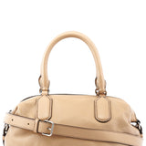 Beige Leather Classic Q 2-Way Bowling Bag