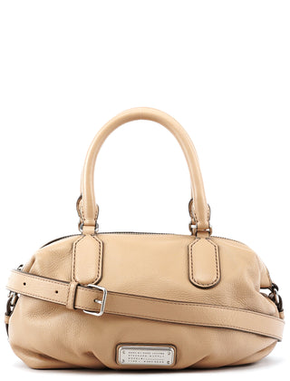 Beige Leather Classic Q 2-Way Bowling Bag