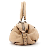 Beige Leather Classic Q 2-Way Bowling Bag