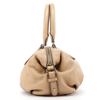 Beige Leather Classic Q 2-Way Bowling Bag