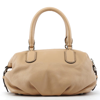 Beige Leather Classic Q 2-Way Bowling Bag