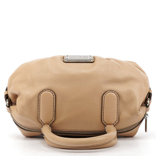 Beige Leather Classic Q 2-Way Bowling Bag