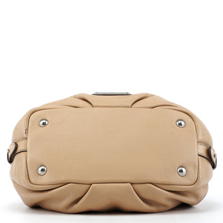 Beige Leather Classic Q 2-Way Bowling Bag