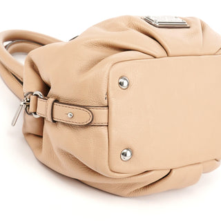 Beige Leather Classic Q 2-Way Bowling Bag