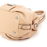 Beige Leather Classic Q 2-Way Bowling Bag