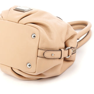 Beige Leather Classic Q 2-Way Bowling Bag