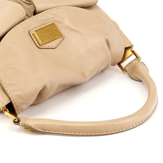 Beige Leather Multi-Pocket 2-Way Bag