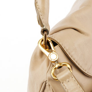Beige Leather Multi-Pocket 2-Way Bag