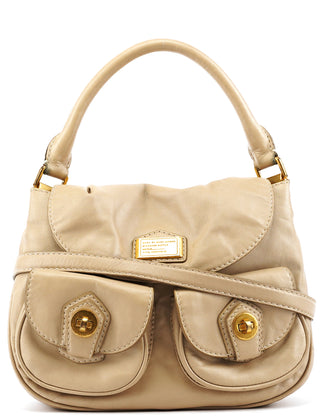 Beige Leather Multi-Pocket 2-Way Bag