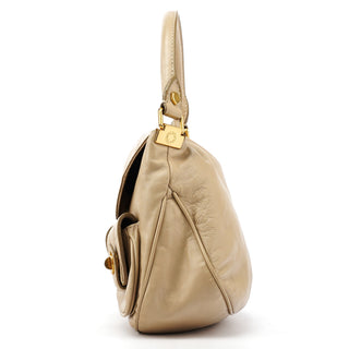Beige Leather Multi-Pocket 2-Way Bag
