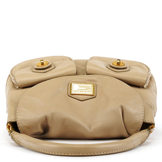 Beige Leather Multi-Pocket 2-Way Bag