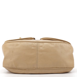 Beige Leather Multi-Pocket 2-Way Bag