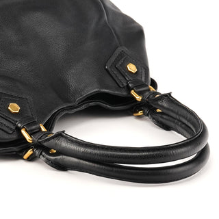 Black Leather Classic Q Fran 2-Way Bag