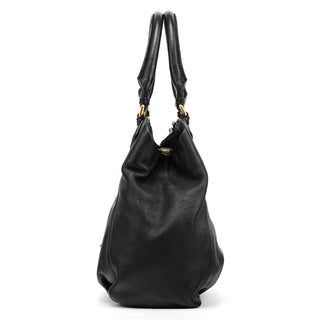 Black Leather Classic Q Fran 2-Way Bag