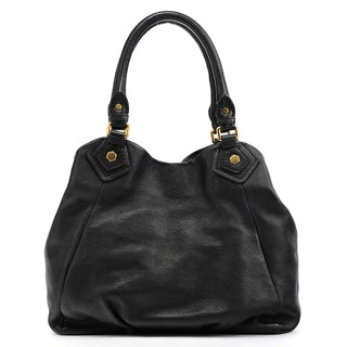 Black Leather Classic Q Fran 2-Way Bag