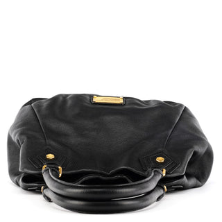 Black Leather Classic Q Fran 2-Way Bag