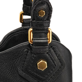 Black Leather Classic Q Fran 2-Way Bag