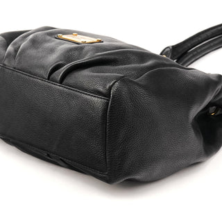 Black Leather Classic Q Fran 2-Way Bag