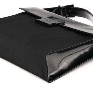 Black Tessuto Spazzolato Nylon Top Handle Bag