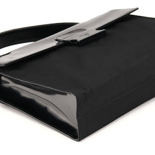 Black Tessuto Spazzolato Nylon Top Handle Bag