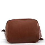 Brown Calfskin Leather Pocket Tote Bag