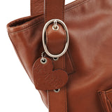 Brown Calfskin Leather Pocket Tote Bag