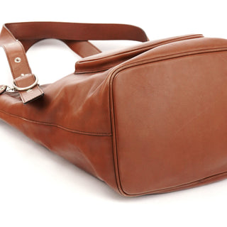 Brown Calfskin Leather Pocket Tote Bag