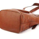 Brown Calfskin Leather Pocket Tote Bag