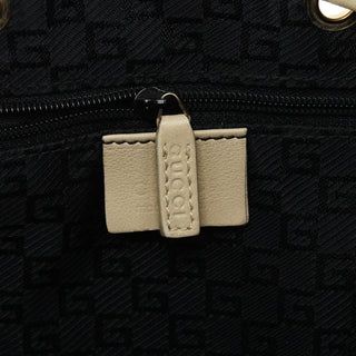 001 3748 Beige Leather Drawstring Shoulder Bag