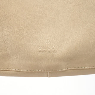 001 3748 Beige Leather Drawstring Shoulder Bag