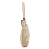 001 3748 Beige Leather Drawstring Shoulder Bag