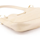 001 3748 Beige Leather Drawstring Shoulder Bag
