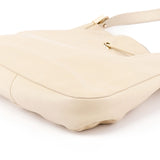 001 3748 Beige Leather Drawstring Shoulder Bag