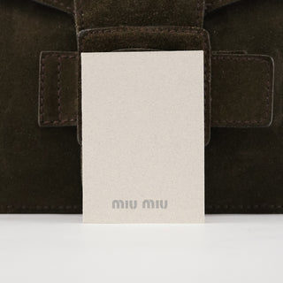 Khaki Suede Buckle Shoulder Bag