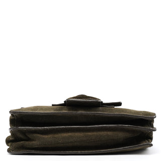 Khaki Suede Buckle Shoulder Bag