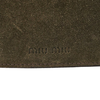 Khaki Suede Buckle Shoulder Bag