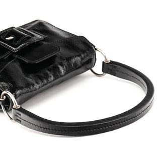 Black Patent Leather Buckle Shoulder Bag