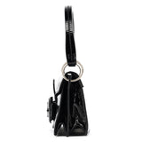 Black Patent Leather Buckle Shoulder Bag
