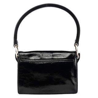 Black Patent Leather Buckle Shoulder Bag