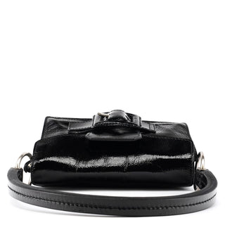 Black Patent Leather Buckle Shoulder Bag