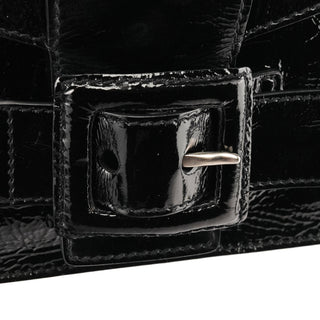 Black Patent Leather Buckle Shoulder Bag